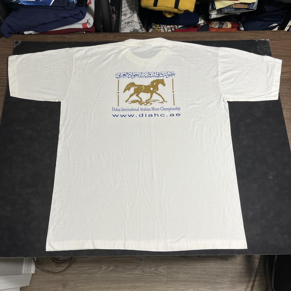 Dubai International Arabian Horse Championship Shirt Mens XL White FLAG'S Tee